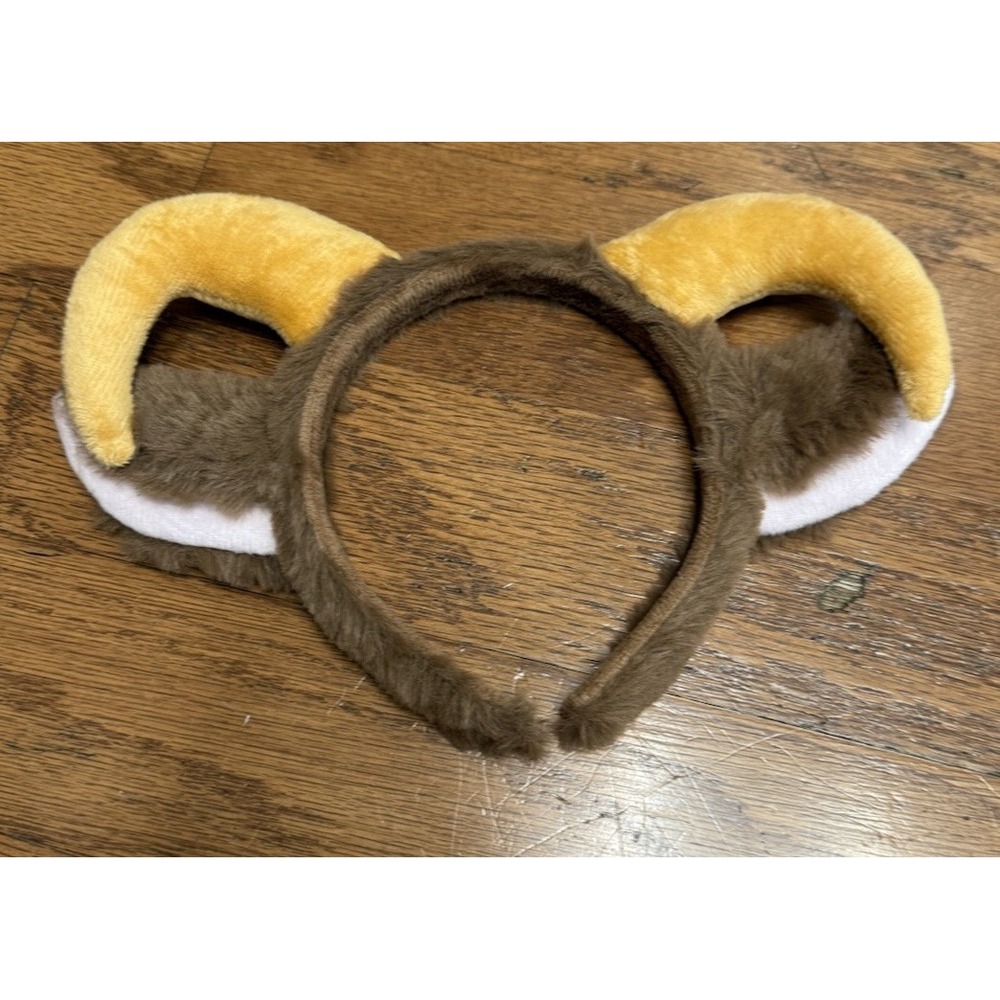 Goat Ears Headband w/ Ram Horns Furry Costume Accessory Brown Tan Cosplay NEW!